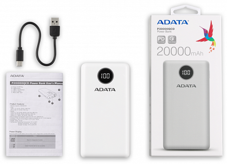 Ārējais akumulators (power bank)  AP20000QCD-DGT-CWH