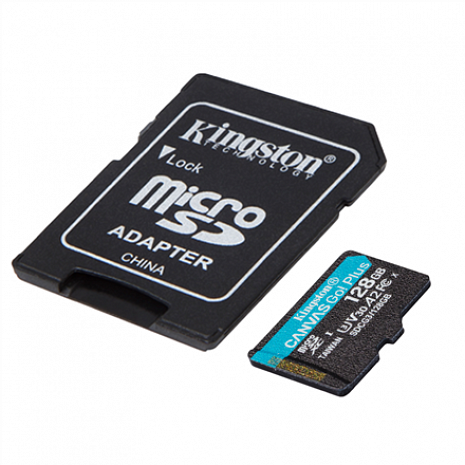 Atmiņas karte Kingston microSD Canvas Go! Plus 128 GB, MicroSD, Flash memory class 10, SD Adapter SDCG3/128GB
