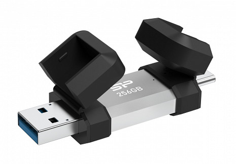USB zibatmiņa Silicon Power Dual USB Drive | Mobile C51 | 256 GB | USB Type-A and USB Type-C | Silver SP256GBUC3C51V1S