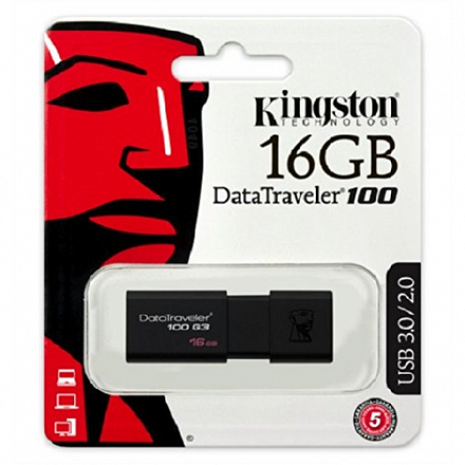 USB zibatmiņa DataTraveler 100 Generation 3 16 GB, USB 3.0, Black DT100G3/16GB