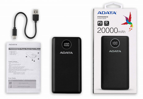 Ārējais akumulators (power bank)  AP20000QCD-DGT-CBK