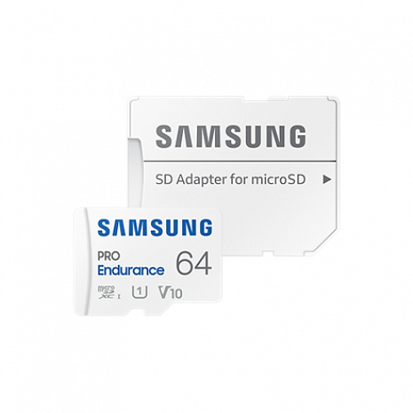 Atmiņas karte Samsung PRO Endurance MB-MJ64KA/EU 64 GB, MicroSD Memory Card, Flash memory class U1, V10, Class 10, SD adapter MB-MJ64KA/EU