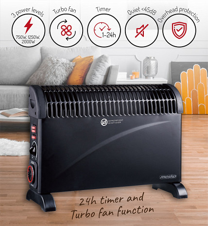 Konvekcijas gaisa sildītājs ar ventilatoru  MS 7741 black