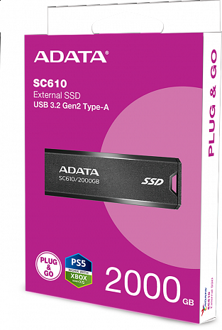 SSD disks External SSD|ADATA|SC610|2TB|USB 3.2|Write speed 500 MBytes/sec|Read speed 550 MBytes/sec|SC610-2000G-CBK/RD SC610-2000G-CBK/RD