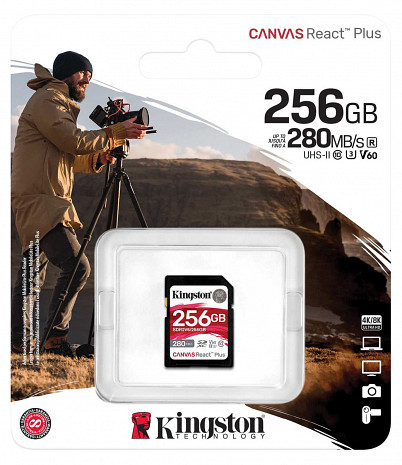Atmiņas karte Kingston Canvas React Plus | 256 GB | SD | Flash memory class 10 SDR2V6/256GB