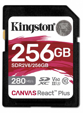 Карта памяти Kingston Canvas React Plus | 256 GB | SD | Flash memory class 10 SDR2V6/256GB