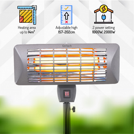 Infrasarkanais gaisa sildītājs segtajām terasēm un iekšpagalmiem GL 7734 GL 7734