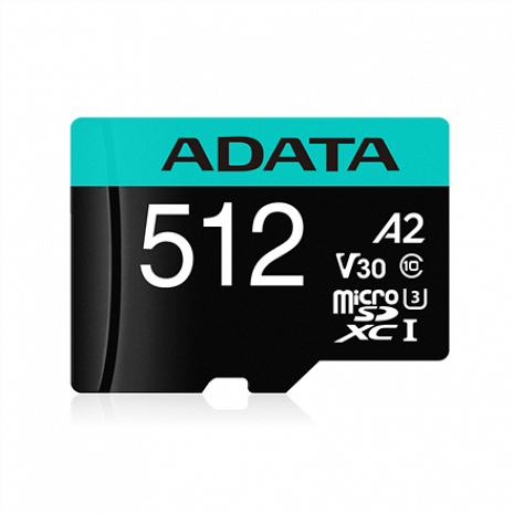 Atmiņas karte ADATA Premier Pro UHS-I U3 512 GB, micro SDXC, Flash memory class 10, with Adapter AUSDX512GUI3V30SA2-RA1
