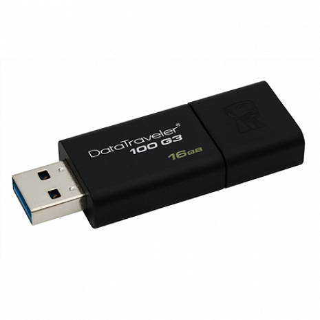 USB zibatmiņa DataTraveler 100 Generation 3 16 GB, USB 3.0, Black DT100G3/16GB