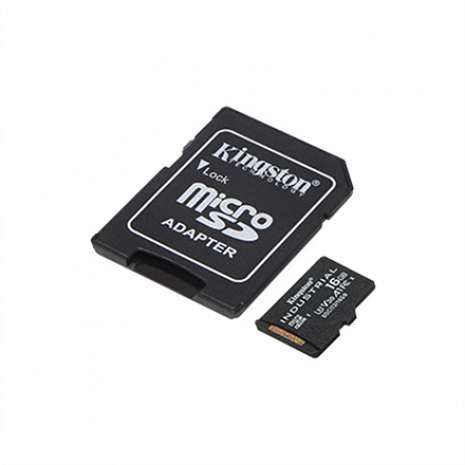 Карта памяти Kingston UHS-I 16 GB, microSDHC/SDXC Industrial Card, Flash memory class Class 10, UHS-I, U3, V30, A1, SD Adapter SDCIT2/16GB