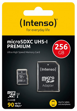 Atmiņas karte MEMORY MICRO SDXC 256GB UHS-I/W/ADAPTER 3423492 INTENSO 3423492