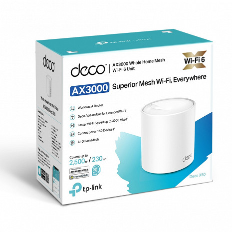 Mājas Wi-Fi tīkla sistēma (Mesh)  Deco X50(1-pack)