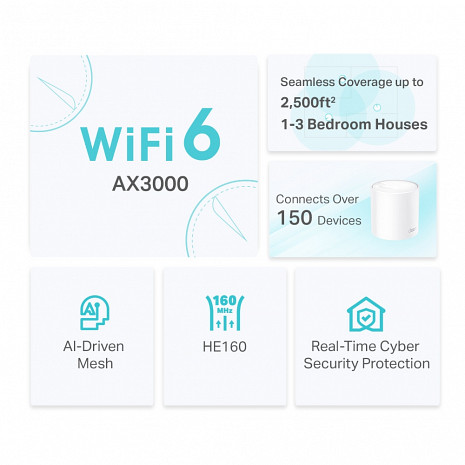 Mājas Wi-Fi tīkla sistēma (Mesh)  Deco X50(1-pack)